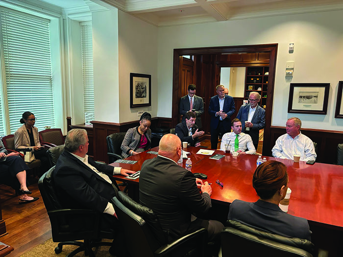 OCA members confer with U.S. legislators (from left) Rep. Shontel Brown, Rep. Troy Balderson and Rep. Max Miller during May’s TCC Fly-In in Washington, D.C.