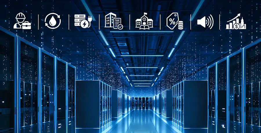 Futuristic Blue Data Center Corridor